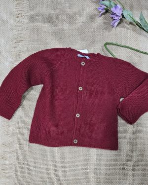 Chaqueta de punto infantil unisex punto bobo color scarlet. Mac Ilusión
