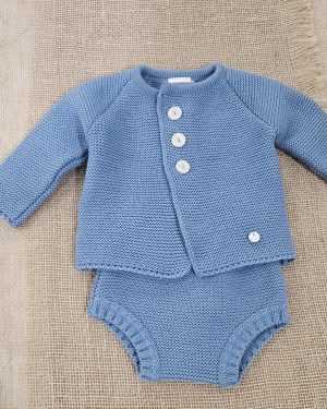 Conjunto punto para bebé dos piezas azulón