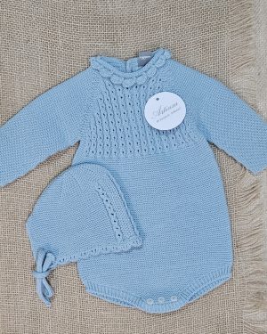 Pelele con capota punto ochitos azulón. Artinsa