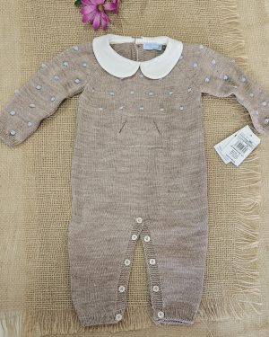 Pelele punto enterizo color Nuez combinado color nube. Mac Ilusión