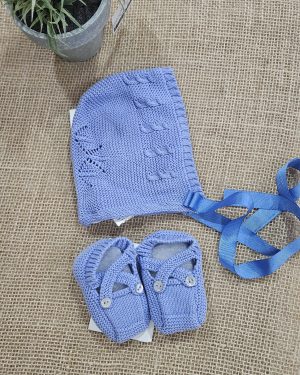 Conjunto capota + patucos 100% algodón Pili Carrera- Azul