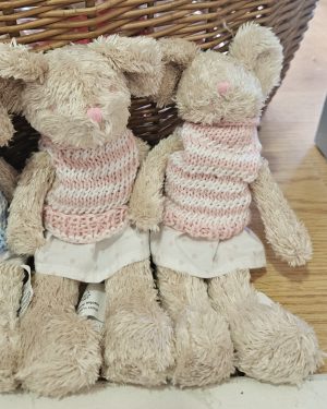 Osito peluche vestido punto tela rosa bebe