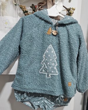 Conjunto para niño dos piezas José Varón color verde, sudadera capucha más bombacho a juego.