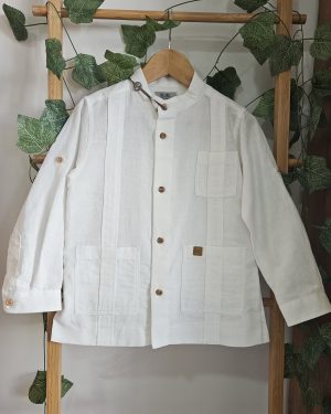 Guayabera cubana para niño lino algodón blanca. José Varón