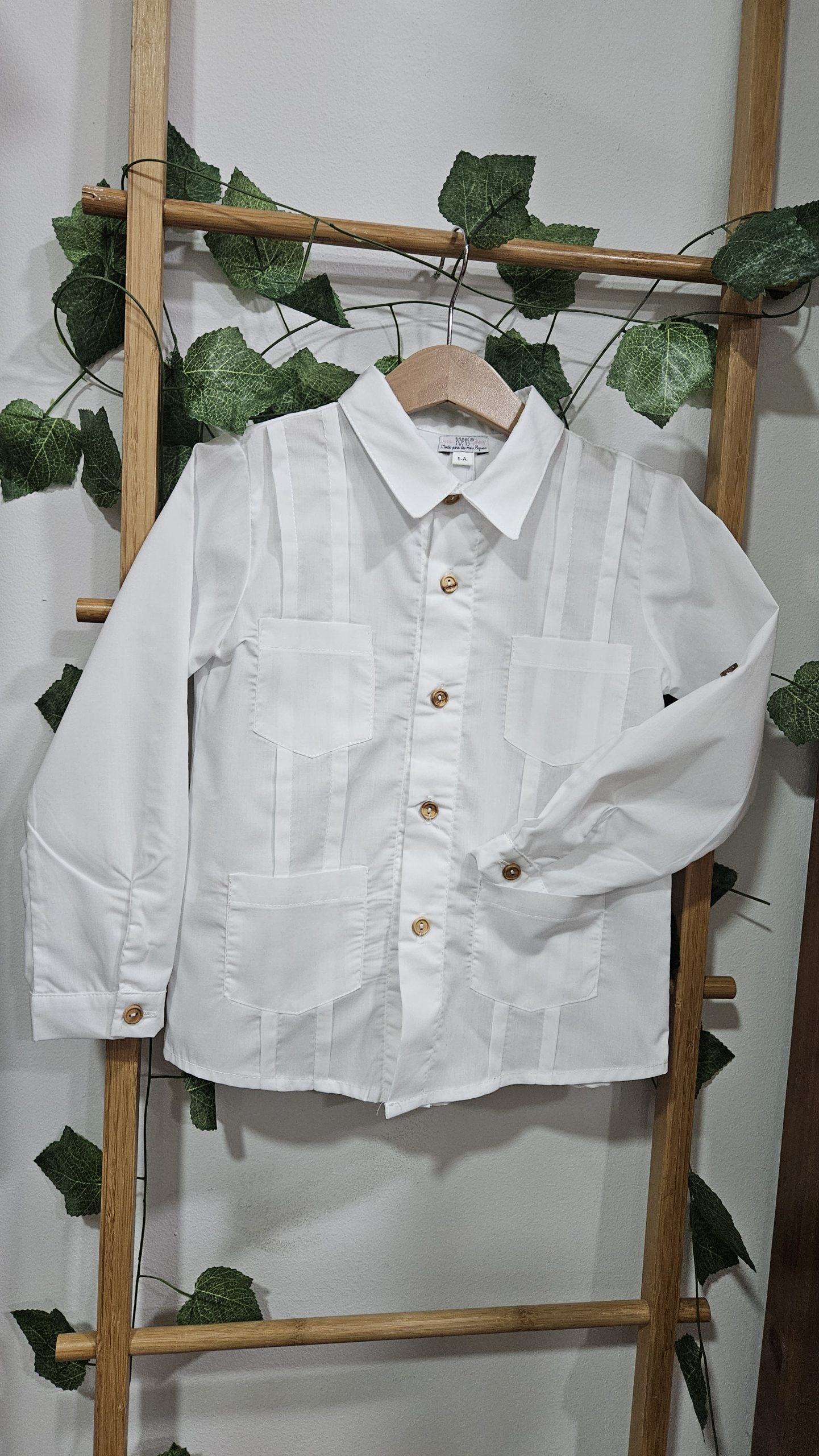 A Camisa Guayabera niño Popys R130518 Blanca