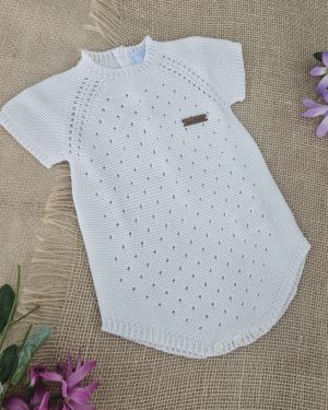 Pelele punto bebé manga corta blanco. Mac Ilusion