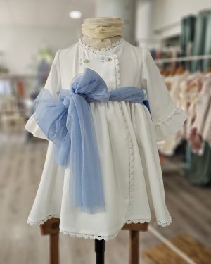A Vestido niña ceremonia Marlene blanco azulón R181057