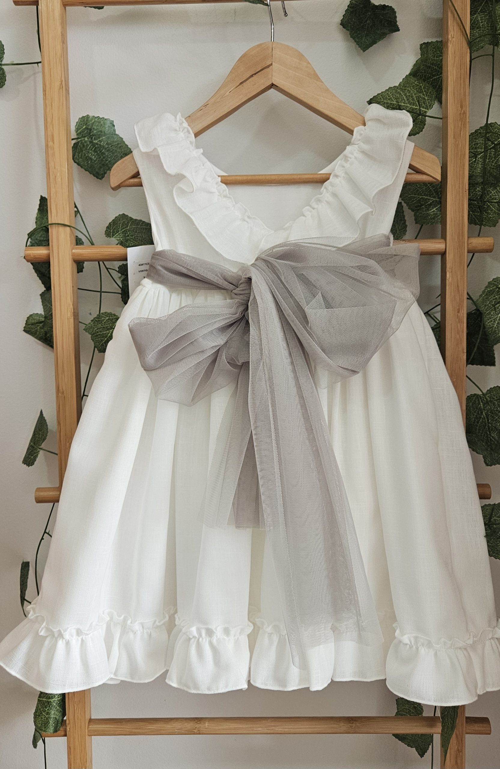 A Vestido niña ceremonia Martina blanco oliva R181058 - Imagen 2