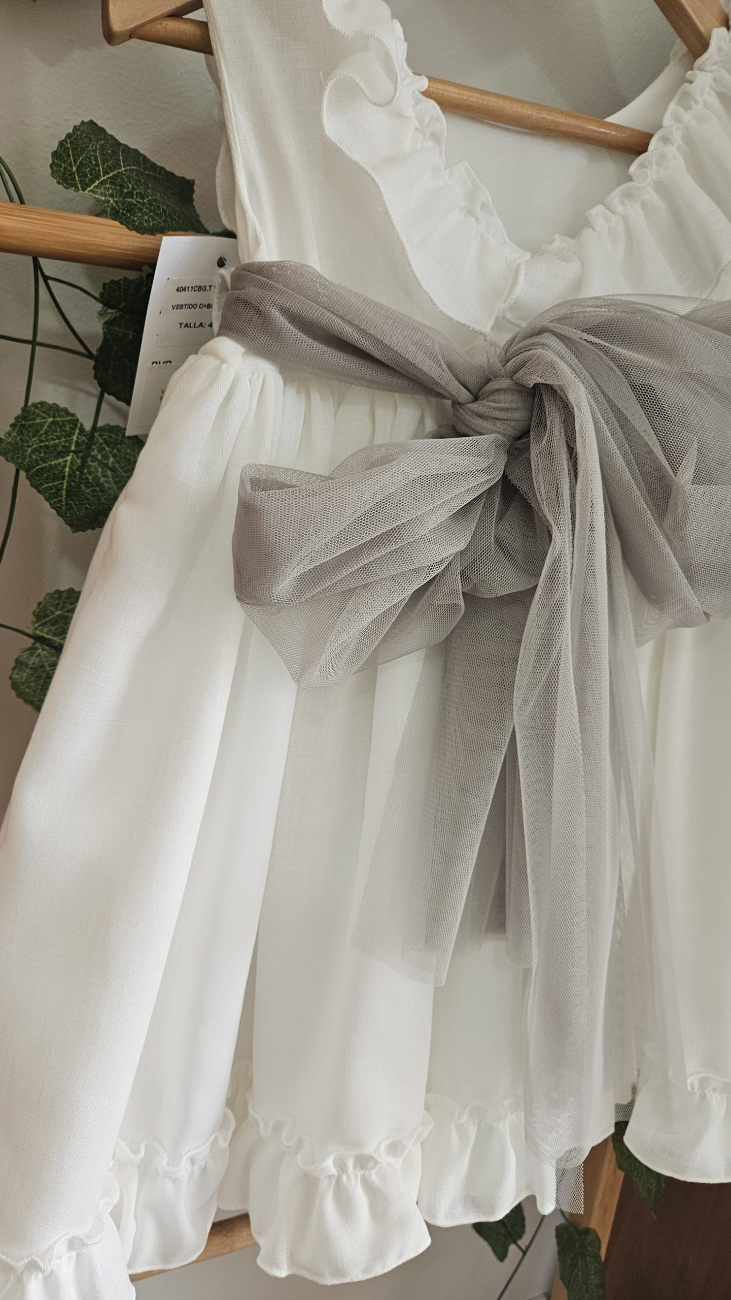 A Vestido niña ceremonia Martina blanco oliva R181058 - Imagen 3