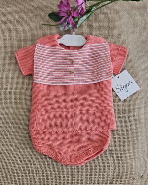 A Conjunto punto bebé  R091381 Coral - 9 meses