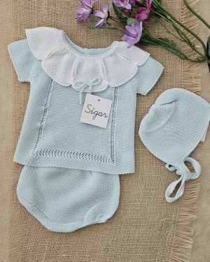 Conjunto bebe punto verde agua Sigar