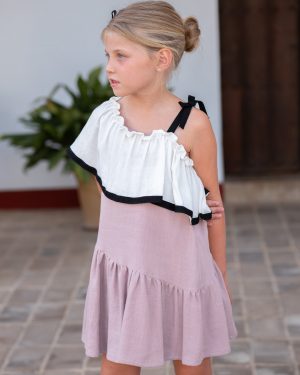 Vestido para niña José Varon primavera verano 2026 malvarosa negro.