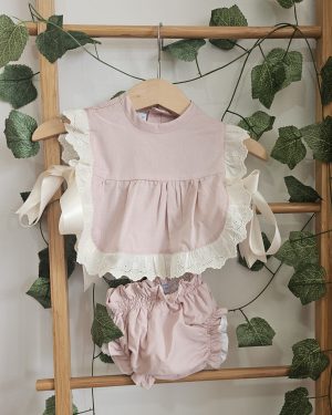 Jesusito dos piezas rosa empolvado-. canastilla