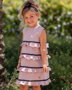 Vestido para niña malvarosa piquillo negro José Varón