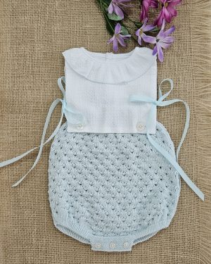 A Pelele bebé punto verano Pecherin blanco R200954 Mykonos