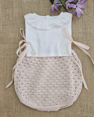 A Pelele bebé punto verano Pecherin blanco R200954 Nude