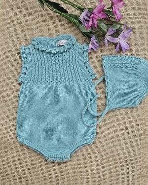 A Pelele + capota punto verano 100% algodón R200959 Verde