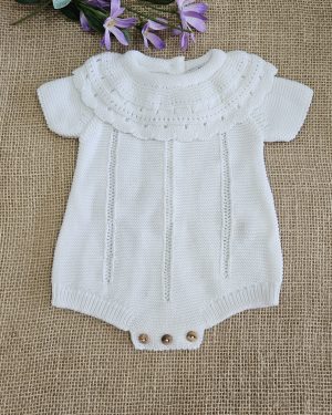 A Pelele bebé punto verano manga corta R200965 Blanco