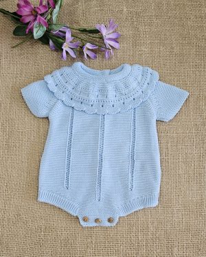 A Pelele bebé punto verano manga corta R200965 Cielo