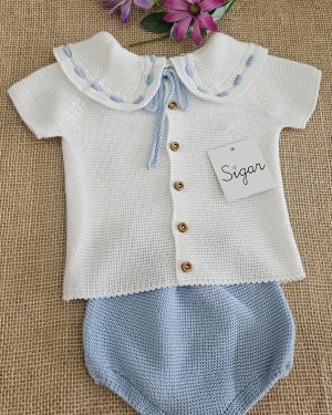 A Conjunto dos piezas punto bebé  R091382 Cielo