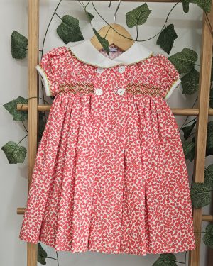 A Vestido niña punto Smock  R180891 Rojo