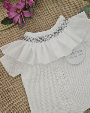 A Cuello volante punto smock P130515 Gris