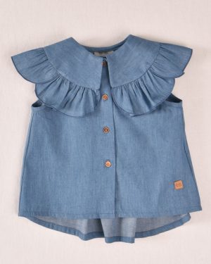 Blusa para niña color denim de José Varón