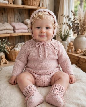 A Conjunto Ranita + jersey + capota punto R091414 Rosa