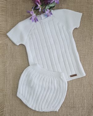 A Conjunto bebé punto verano Ranita R091385 Blanco