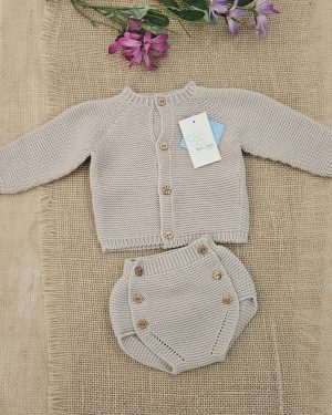 Conjunto punto bebé dos piezas punto bobo camel Sardón