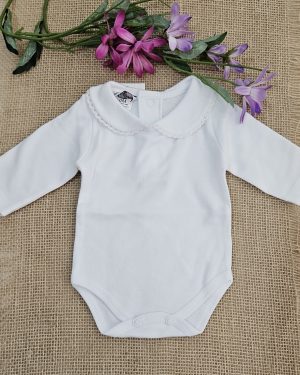 Body cuello bebé piquillo unisex manga larga blanco P070240