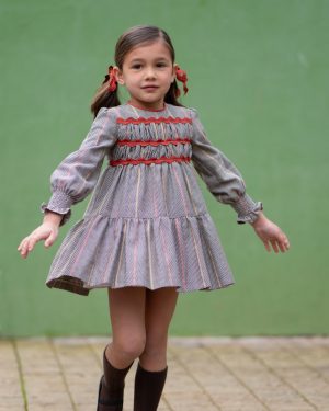 A Vestido niña espigas marron caldera José Varón R190987