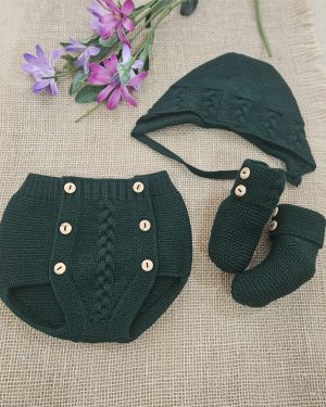A Conjunto punto bebé 3 piezas R091397 Verde botella