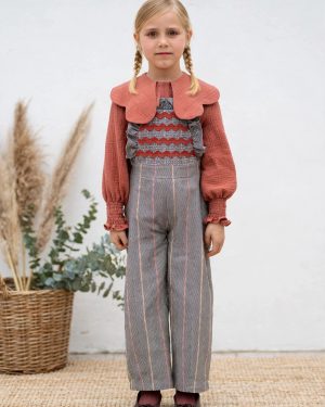 A Conjunto niña peto largo espigas marron caldera José Varón R250212