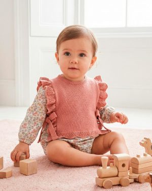 Conjunto para niña pelele liberty mas chaleco punto Mac Ilusion