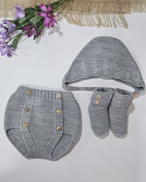 A Conjunto punto bebé 3 piezas R091395 Gris