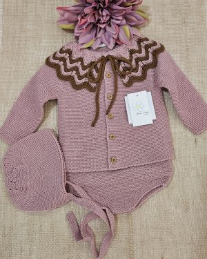 A Conjunto 2 piezas punto bobo cuello cordón Sigar R091412 Rosse