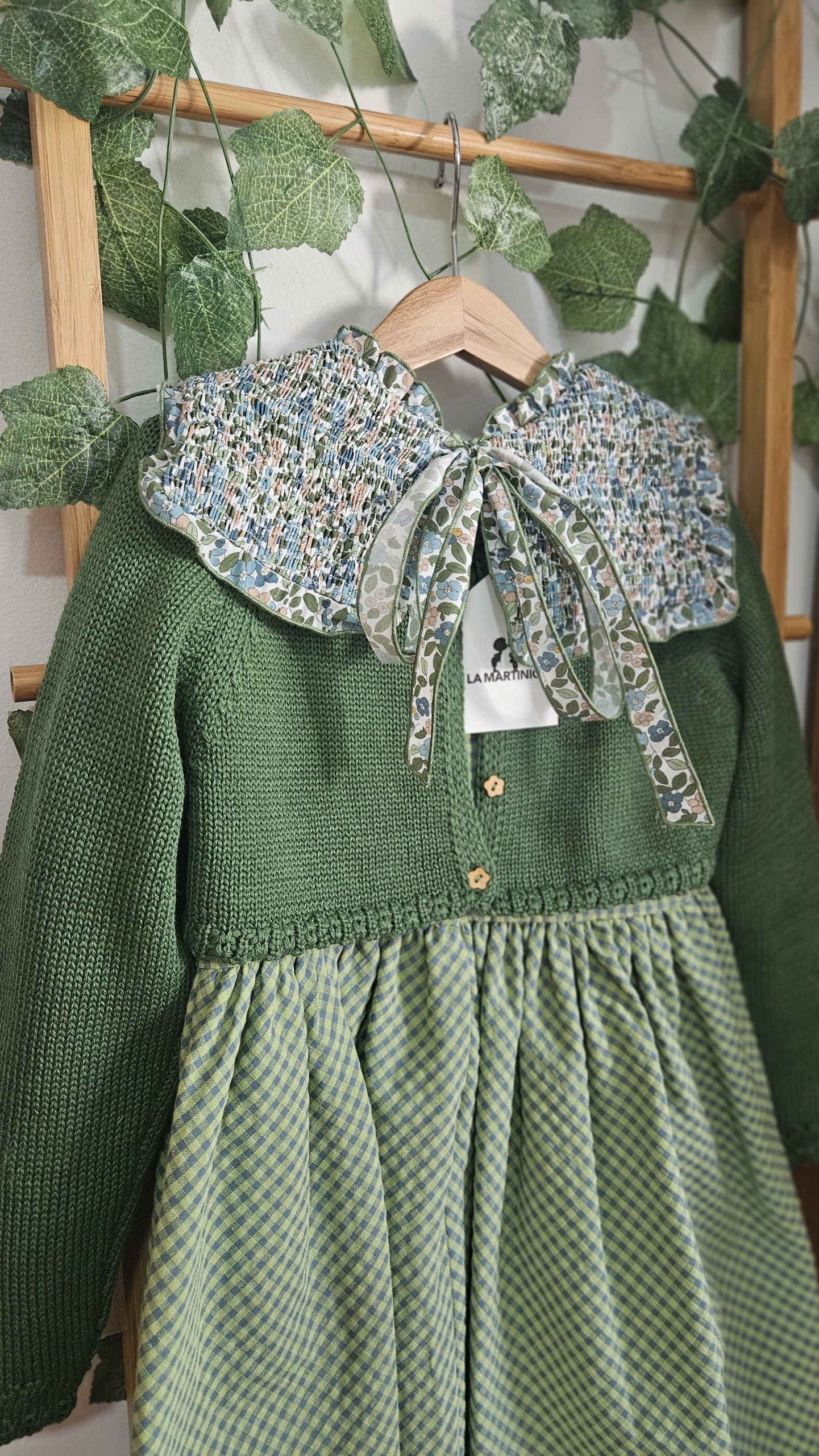 A Vestido niña La Martinica + jersey corto Olivo R190994 - Imagen 2
